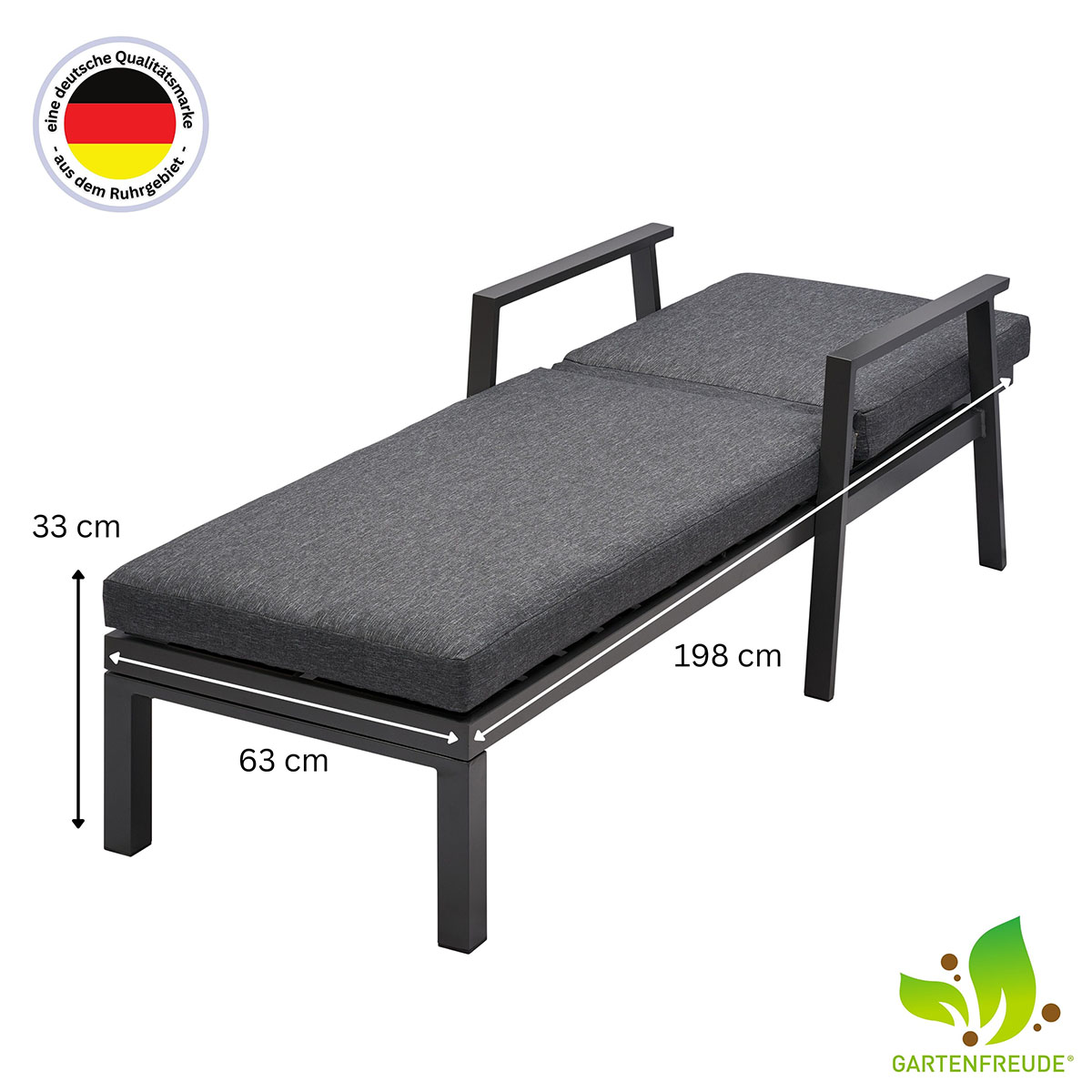 Weles Gartenfreude Aluminium Sonnenliege Ambience Dark Grey/Dark Grey