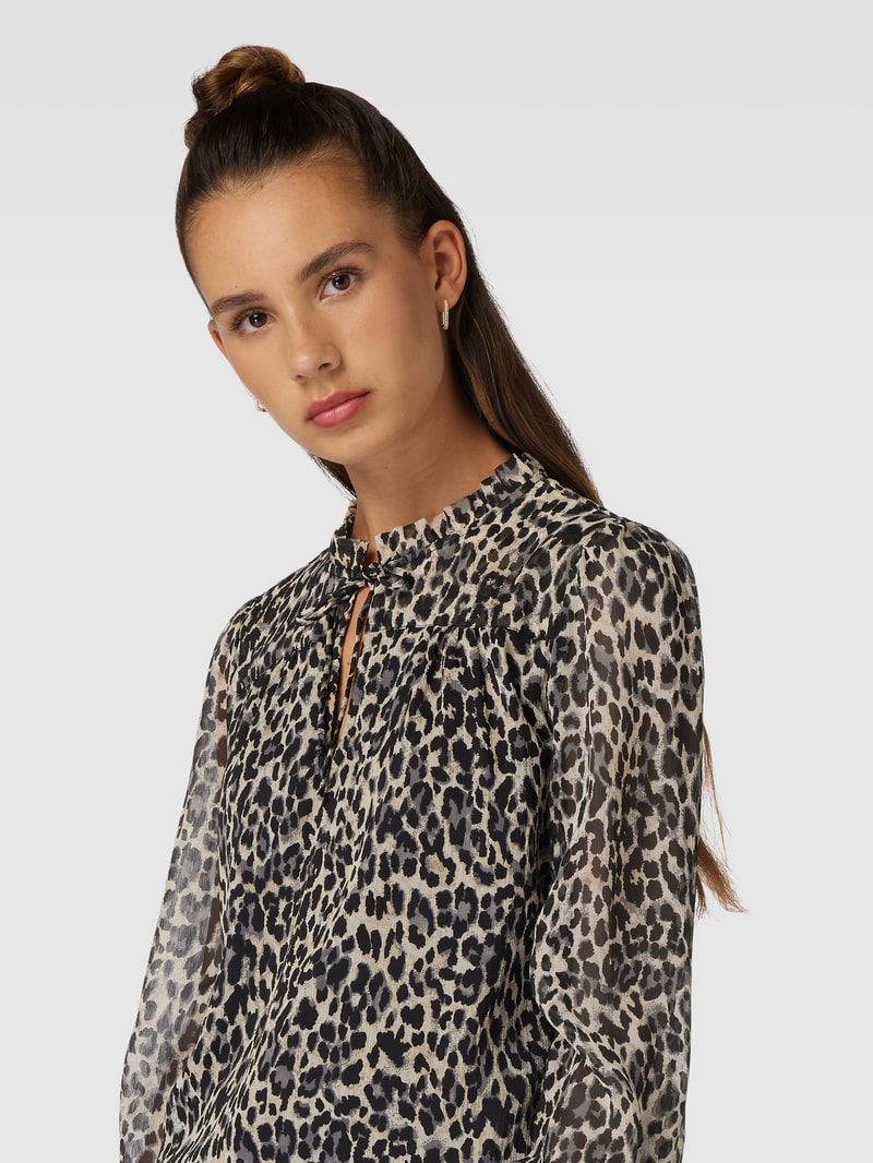 Blusenshirt mit Leopardenmuster Modell 'Ditsy' in schwarz