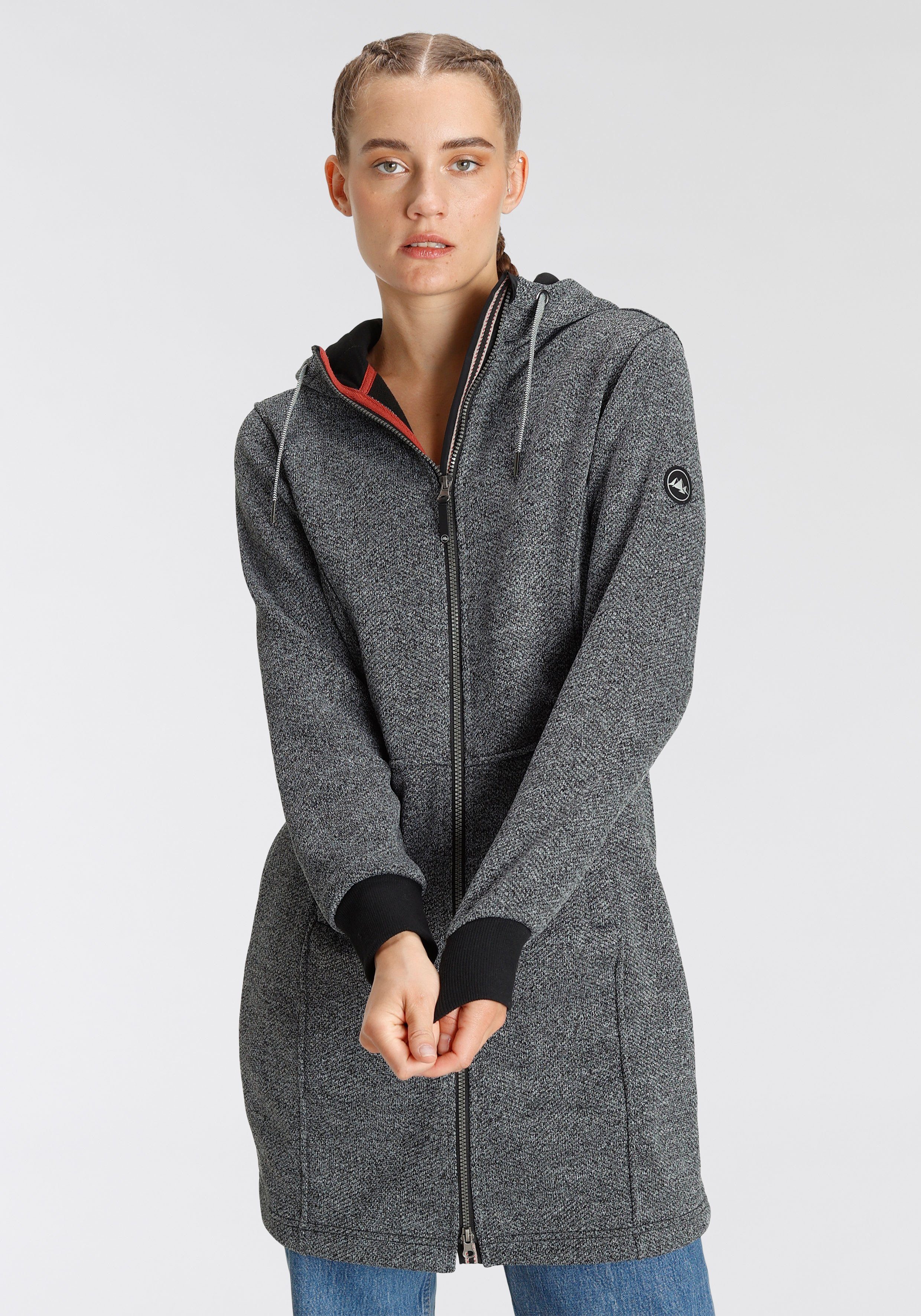 Polarino Wirkmantel aus kuscheligem Fleece in Strickoptik