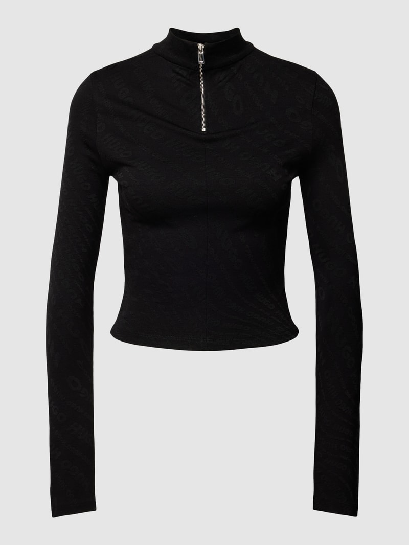 Longsleeve mit Stehkragen Modell 'Dartemis' in schwarz