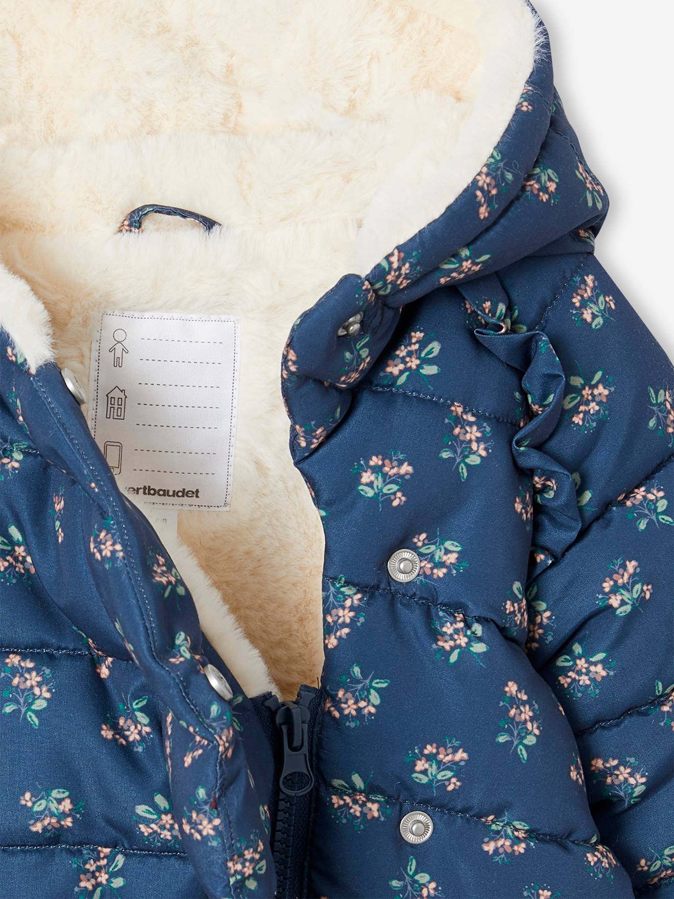 Vertbaudet Gefütterte Baby Steppjacke, Wickelform, Recycling-Polyester - dunkelblau