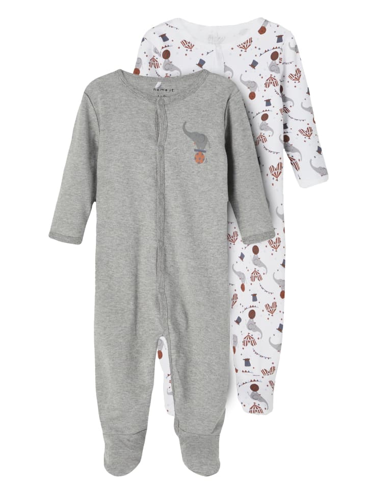 name it 2er Pack Unisex Schlafstrampler mit Fuß Elefant in Grau günstig kaufen