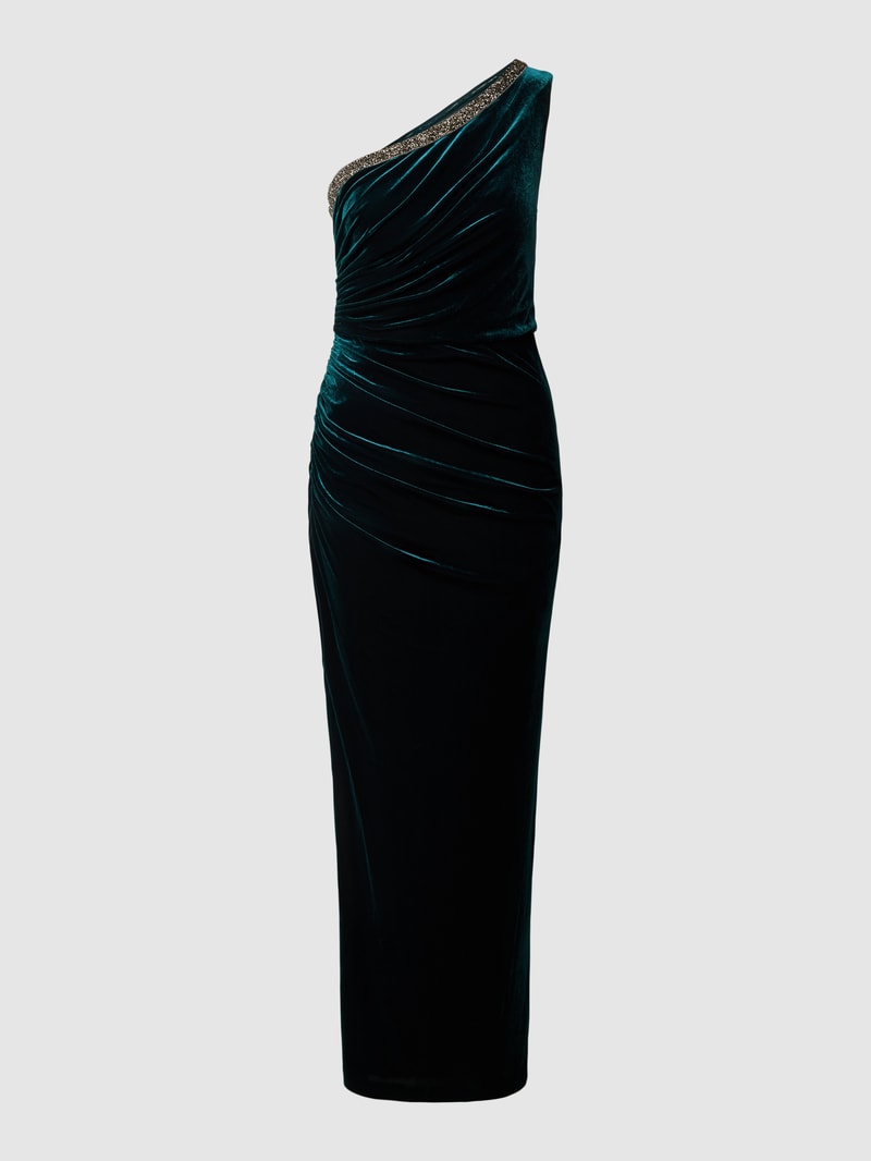 Abendkleid mit One-Shoulder-Träger in smaragdgrün