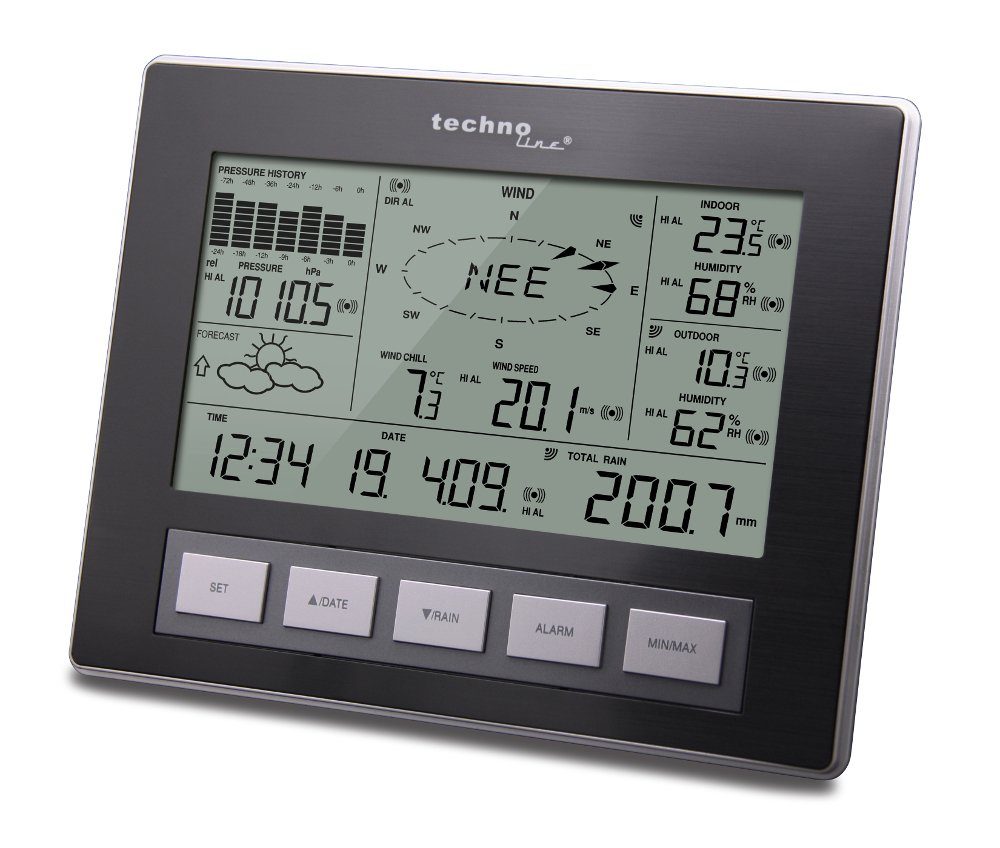 technoline Technoline WS 2816 digitale Profi Wetterstation mit Windmesser Regenmesser Funkwetterstation