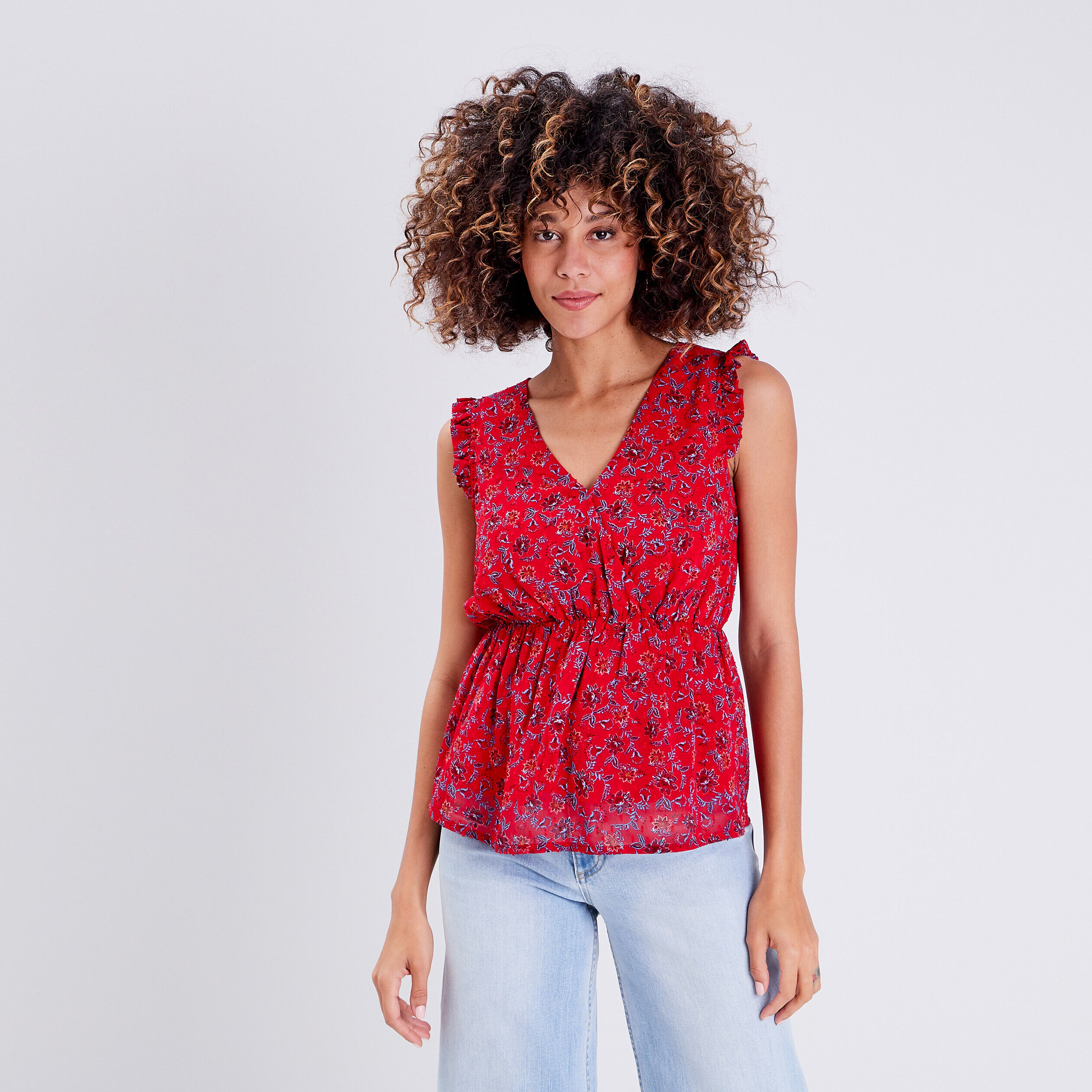 Blouse sans manches rouge femme | Cache Cache