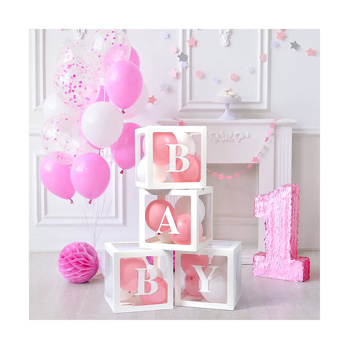 BABY Ballonbox Transparente Ballon Boxen Party Dekoration Partydeko für Kinder