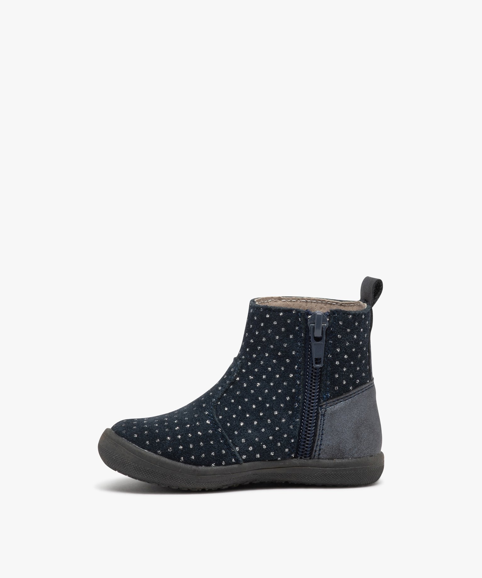 Boots bébé fille en cuir à petits pois brillants - Alma P... marine | GEMO