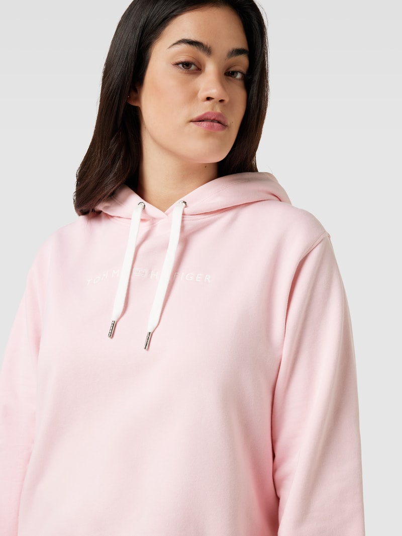 PLUS SIZE Hoodie mit Label-Stitching in hellrosa
