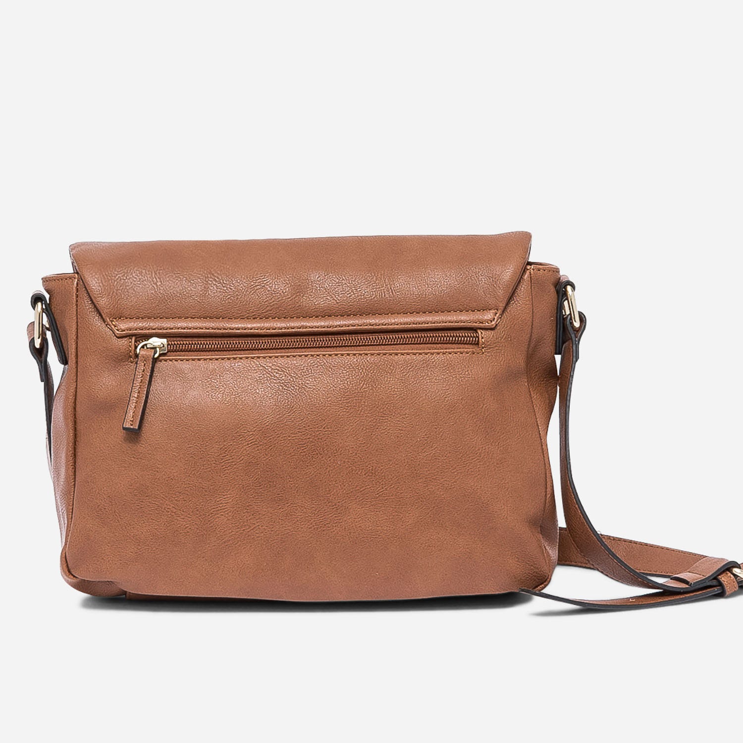 Sac besace camel avec rabat zippé