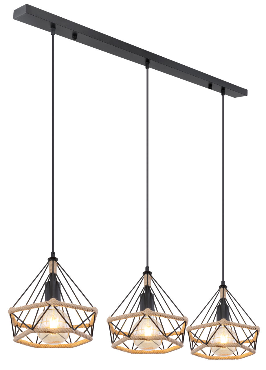 Globo Lighting - ULLEU - Hängeleuchte Metall schwarz matt, 3x E27