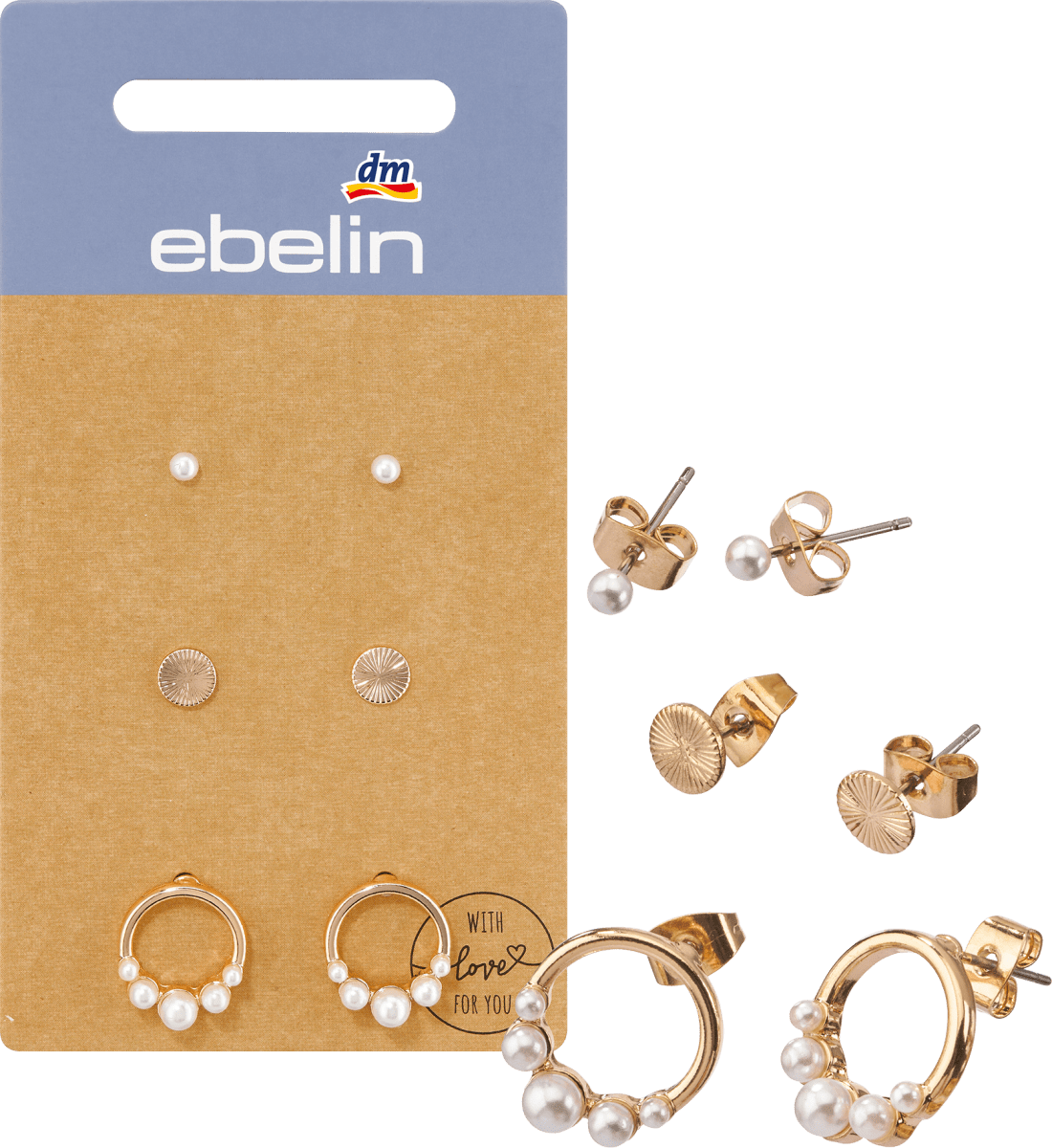 Ohrstecker mit Perlen Gold-Optik, 6 St