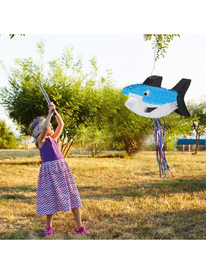 relaxdays Pinata Hai in Blau/Weiß günstig kaufen onesize