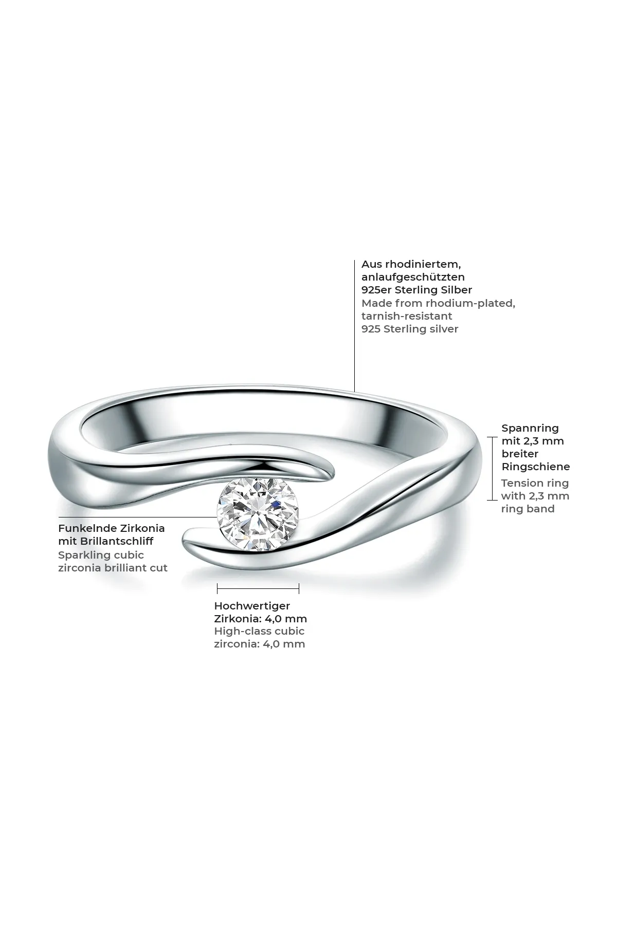 Trilani  Silberring Ring Sterling Silber Zirkonia weiß