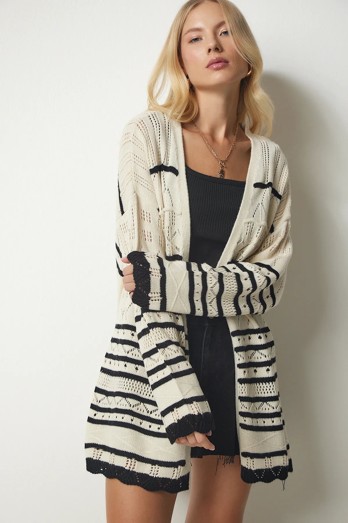 Happiness İstanbul  Strickjacke - Beige - Regular Fit