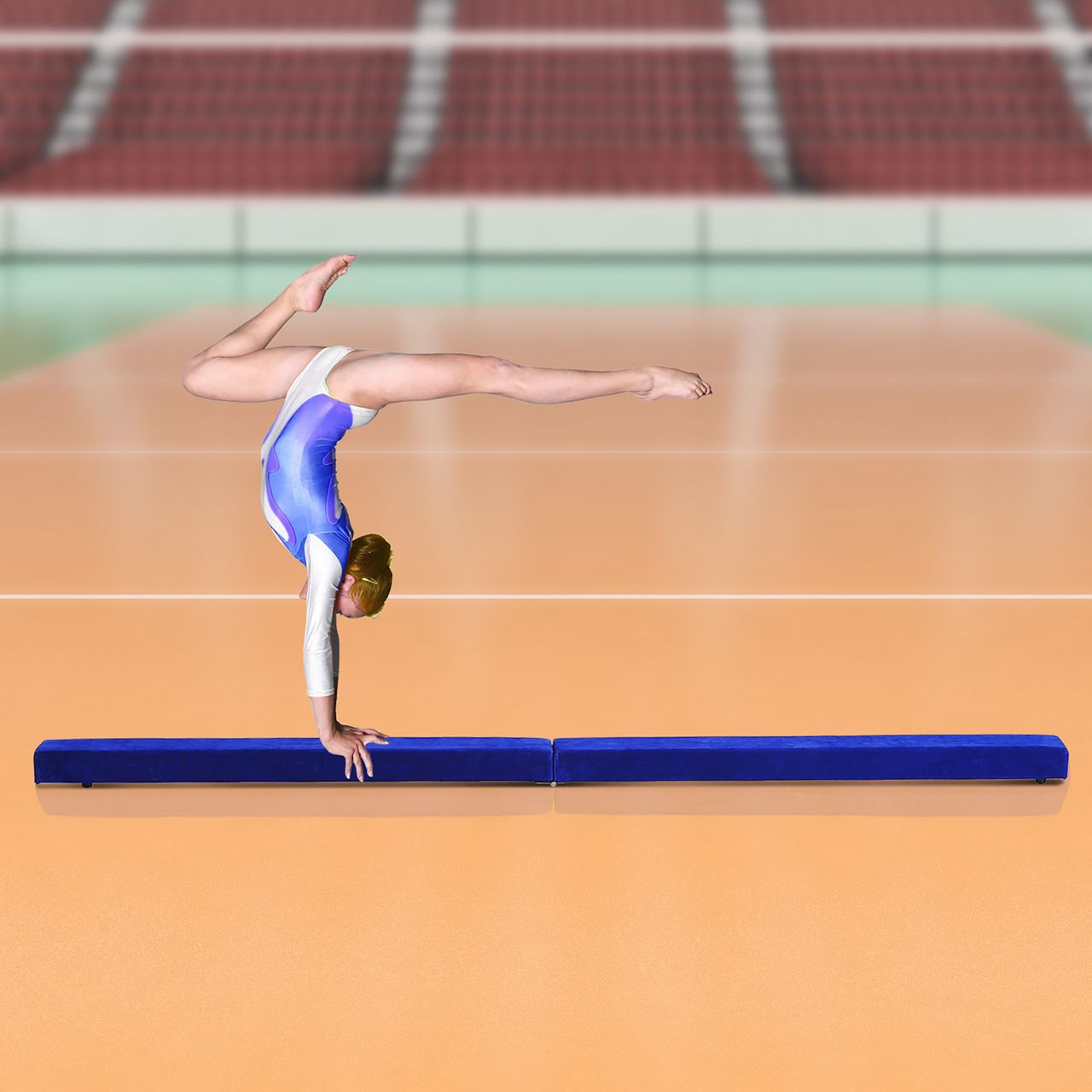 HOMCOM 210 cm Schwebebalken Turnbalken Indoor Outdoor Balance Beam Klappbarer Turnbalken Balance Balken Balancierbalken bis 120 kg Blau