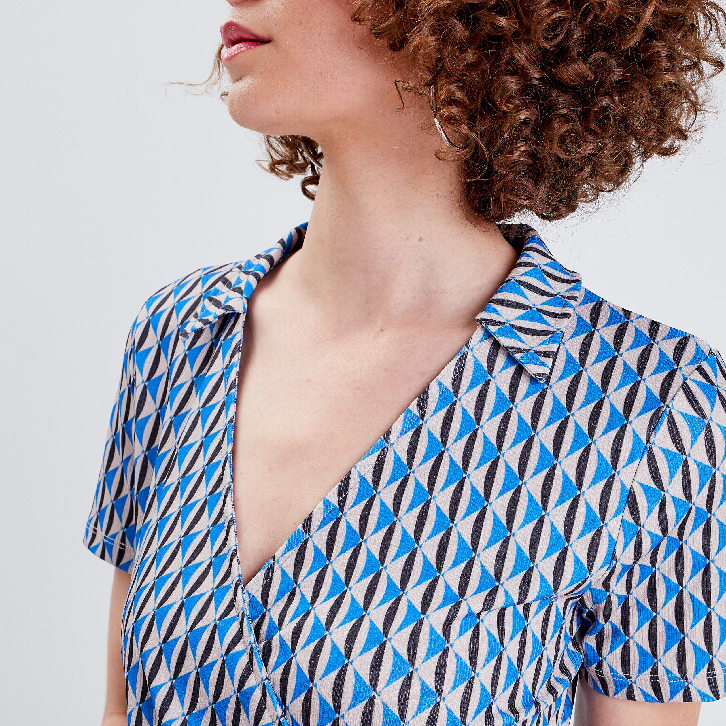 Robe portefeuille manches courtes gris femme | Cache Cache