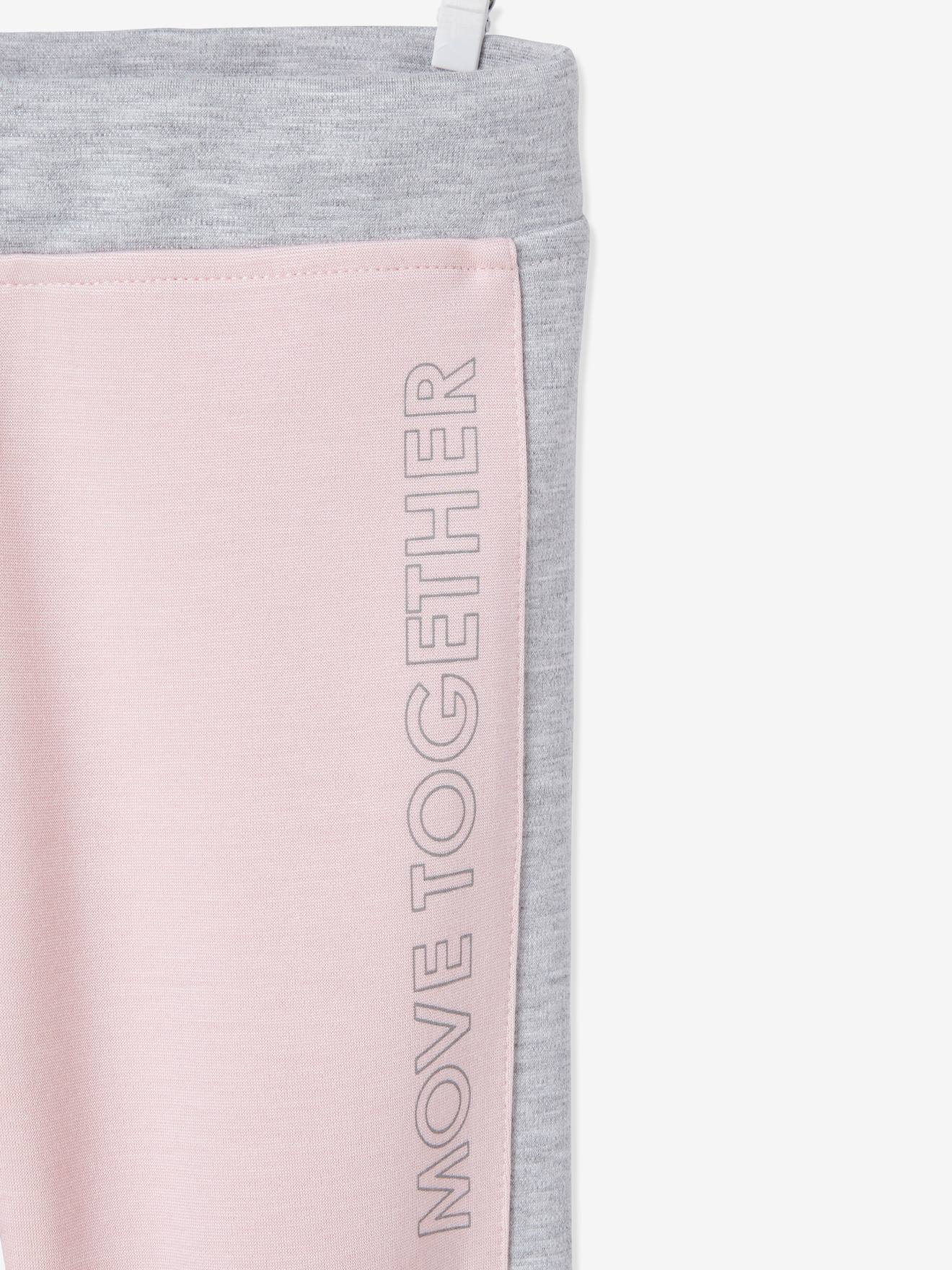 Legging de sport fille bandes côtes gris chiné