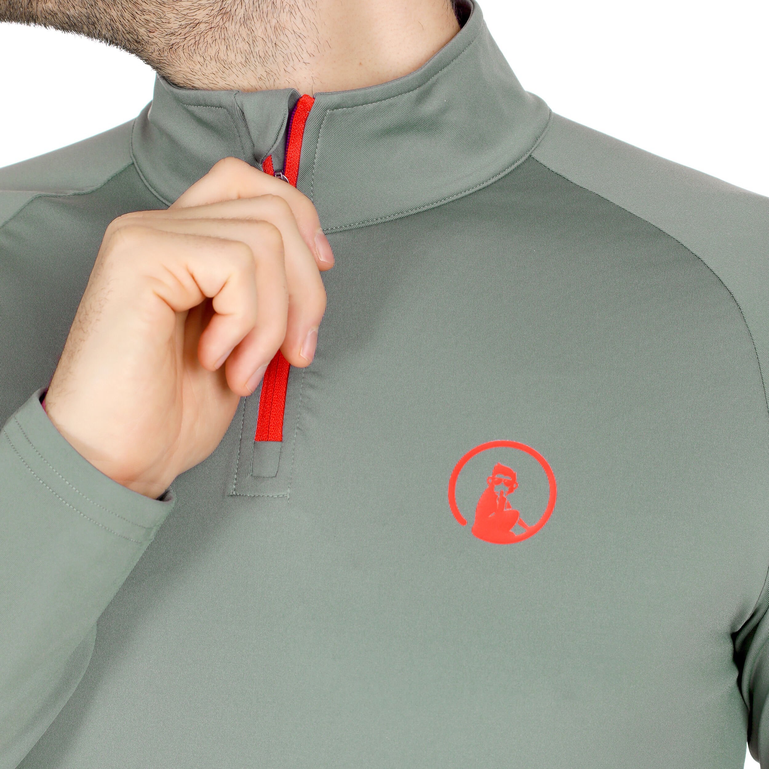 Big Serve1/4 Zip Longsleeve Herren - Salbei, Rot