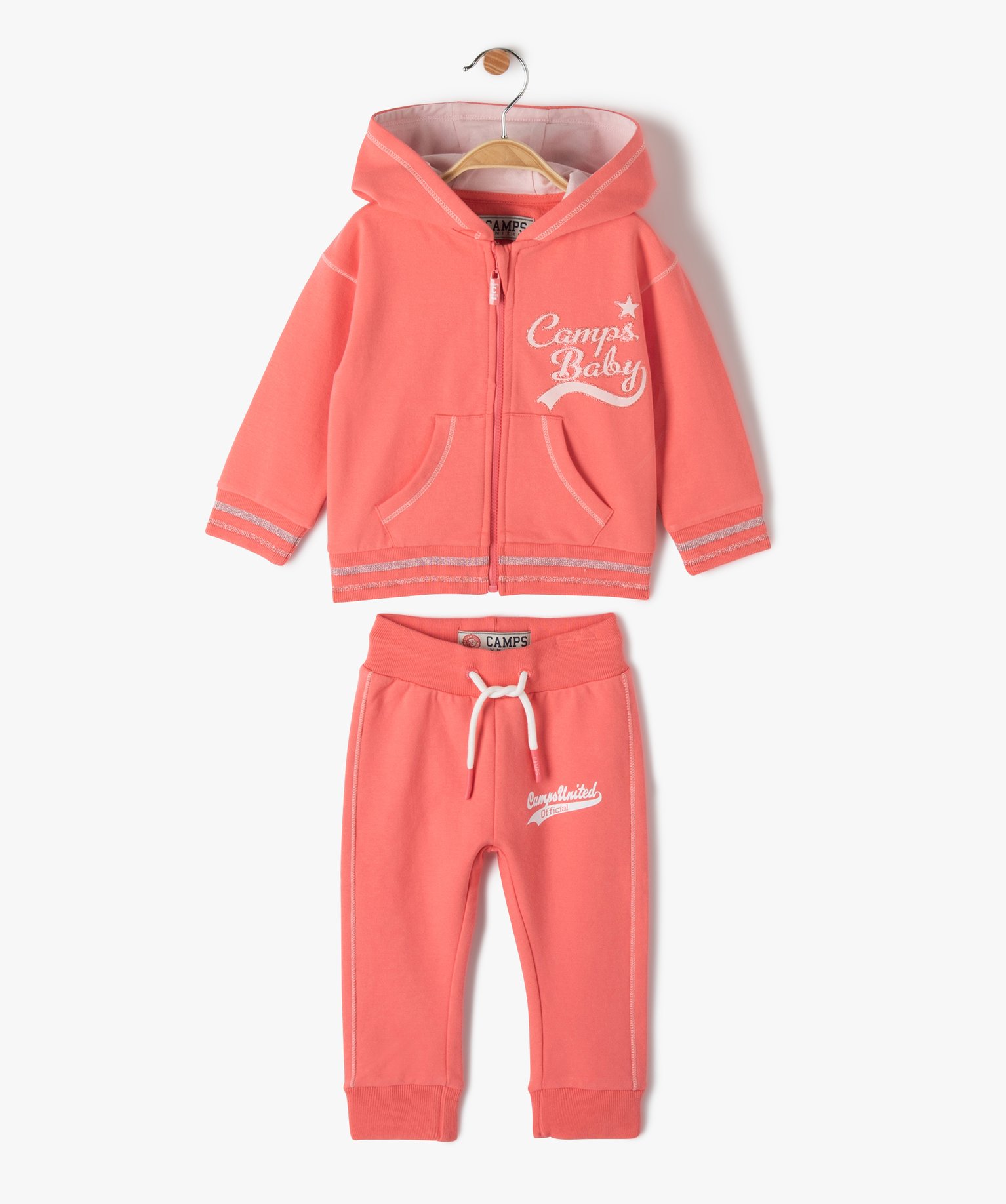 Ensemble bébé fille 2 pièces : pantalon et veste de joggi... rose fonce | GEMO
