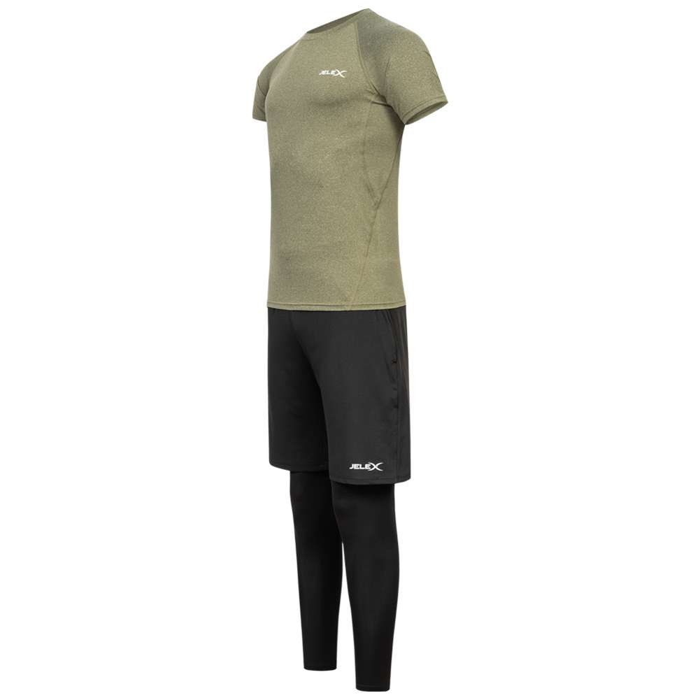 JELEX Sportinator Herren Fitness-Set 3-tlg. armygrün-schwarz