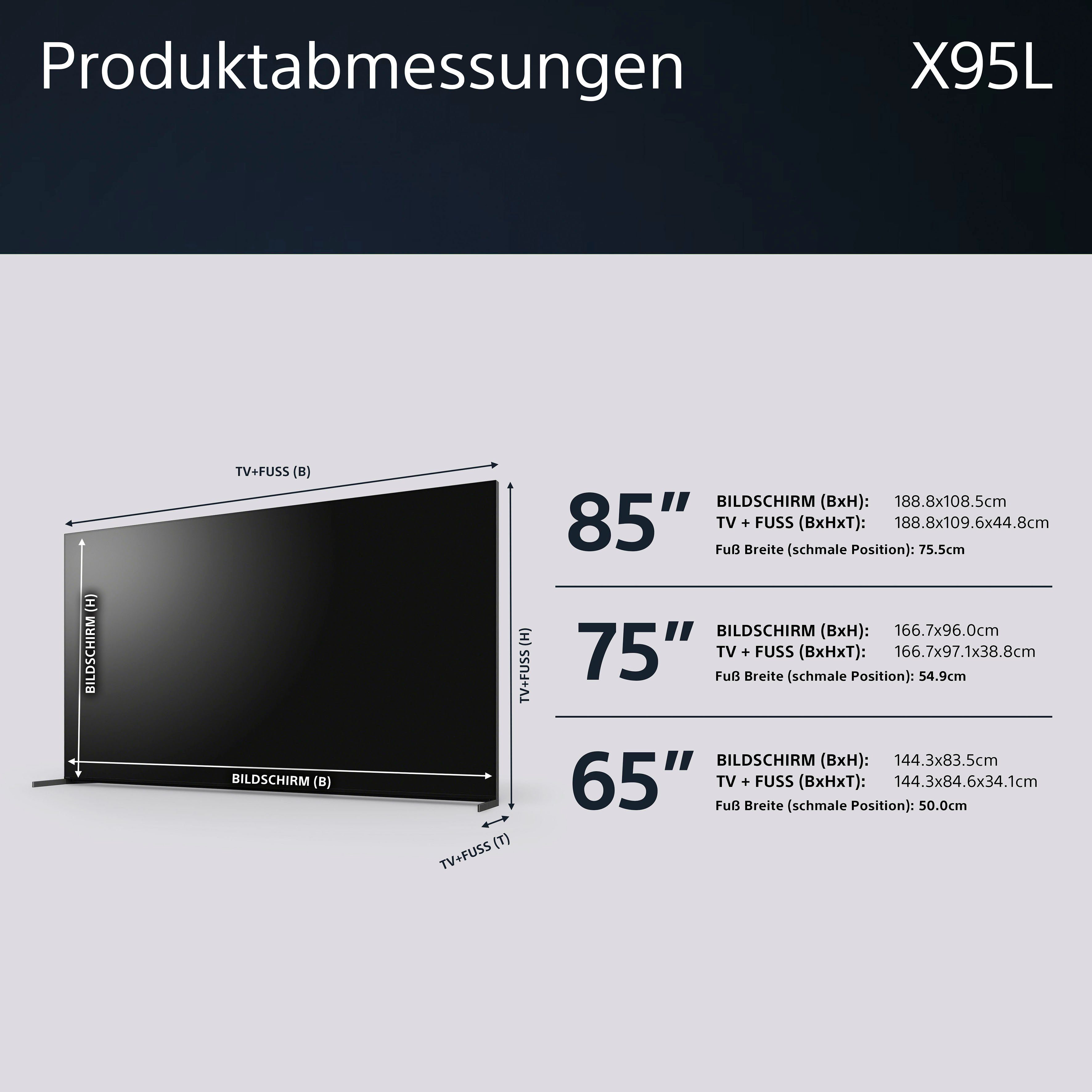 Sony XR-75X95L Mini-LED-Fernseher (189 cm/75 Zoll, 4K Ultra HD, Google TV, Smart-TV, TRILUMINOS PRO, BRAVIA CORE, mit exklusiven PS5-Features)