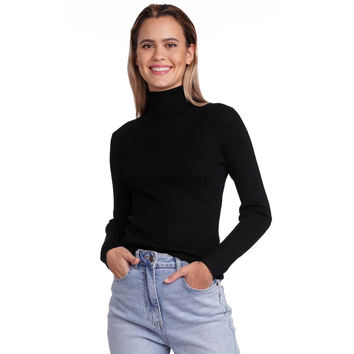 Damen Rollkragenpullover gerippt