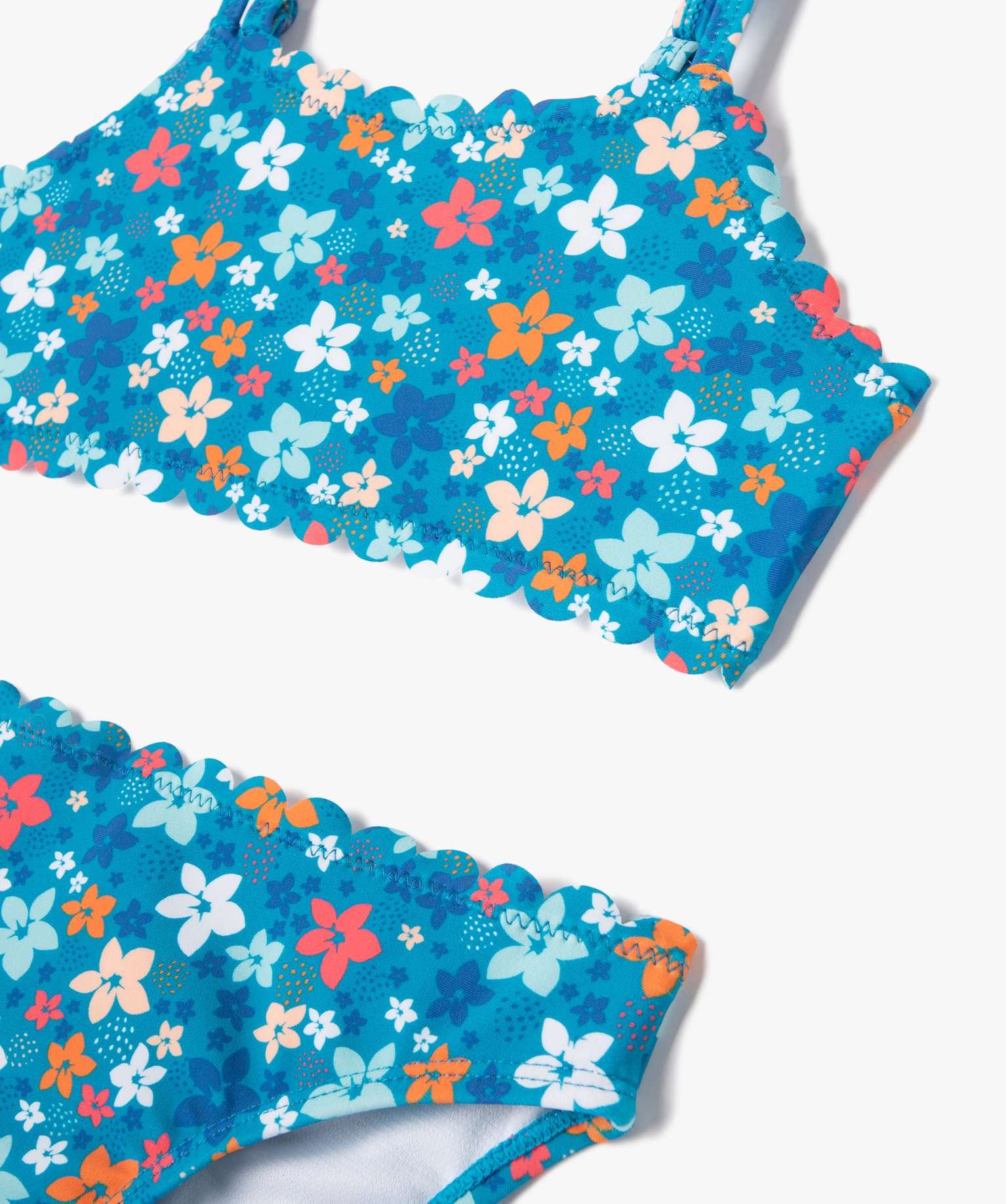 Maillot de bain fille 2 pièces à motifs fleuris avec finit... imprime | GEMO