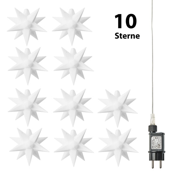 10er LED-Sternenlichterkette, weiß