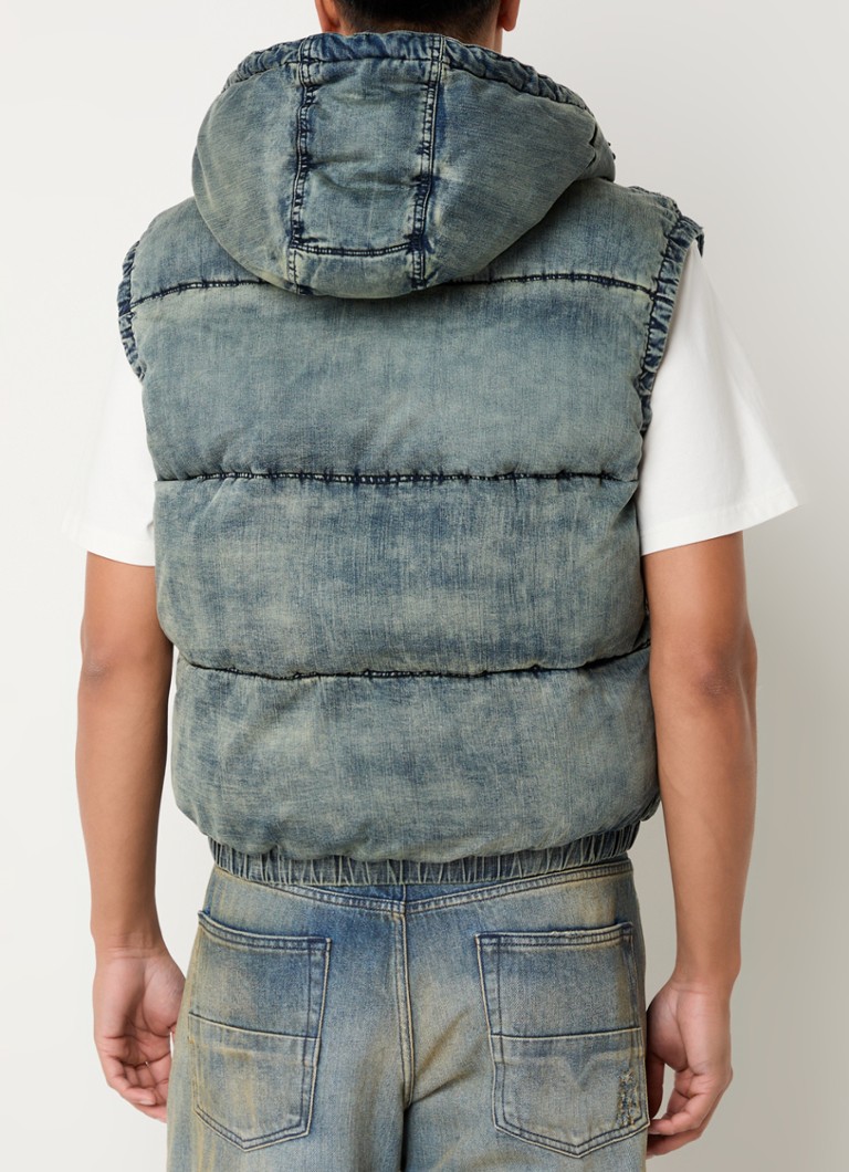 Diesel W-mons wattierte Weste mit Kapuze und Logo
