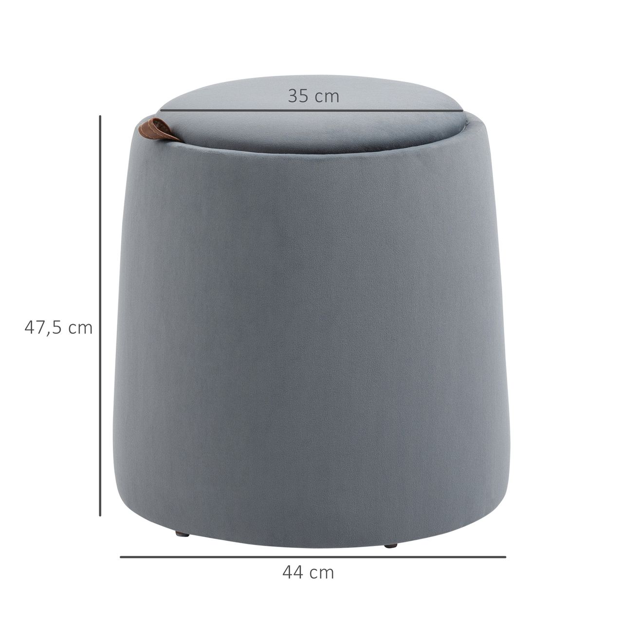 HOMCOM 2-in-1 Ottomane Sitzhocker inklusive Stauraum, abnehmbaren Deckel Grau