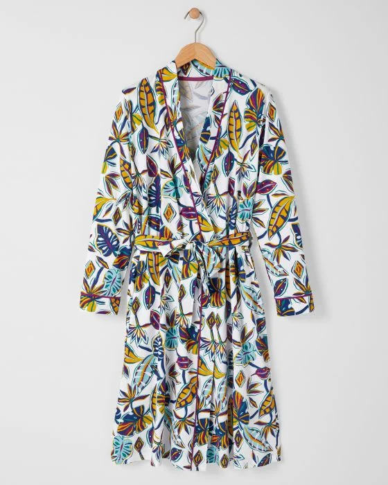 Robe de chambre imprimée pur coton peigné
