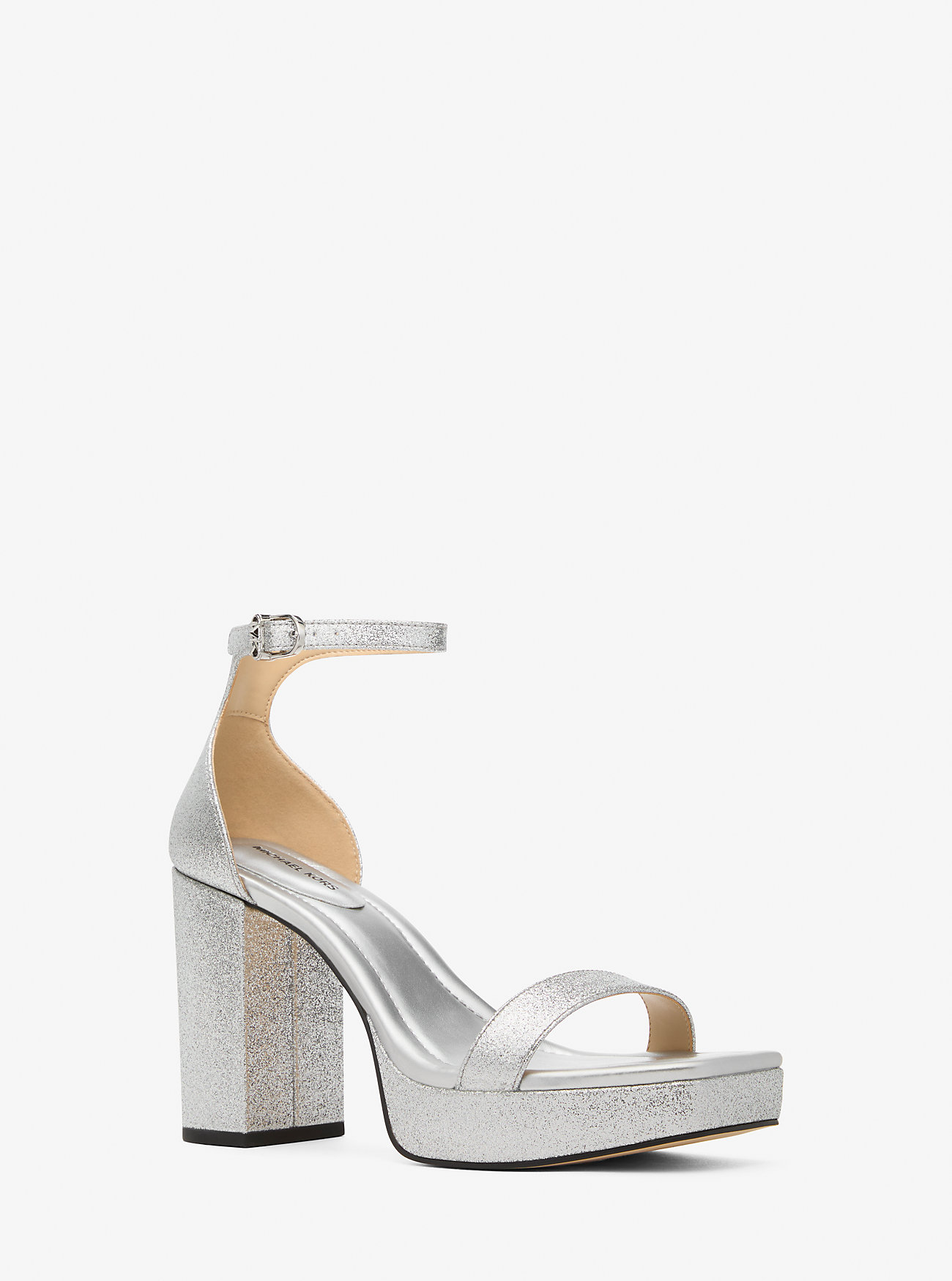 Merriam Glitter Embellished Leather Platform Sandal - SILVER