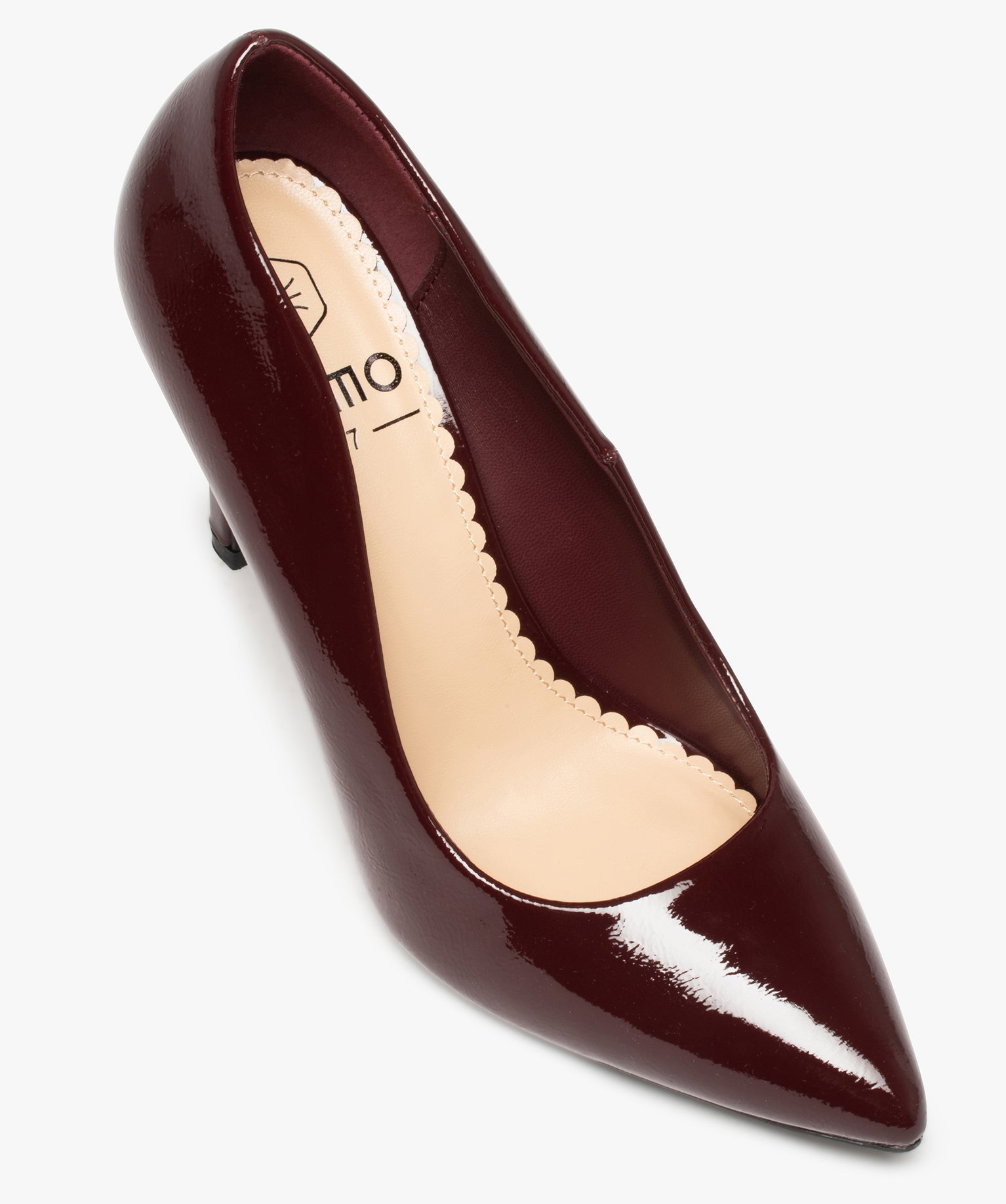 Escarpins femme vernis à talon aiguille et bout pointu rouge fonce | GEMO