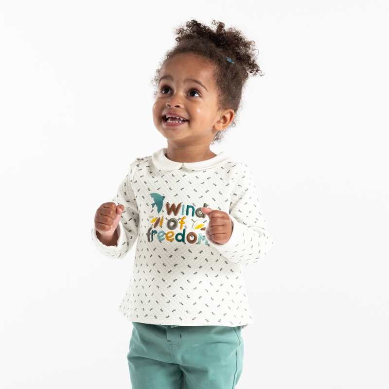 Sweat molleton matelassé imprimé nature bébé fille