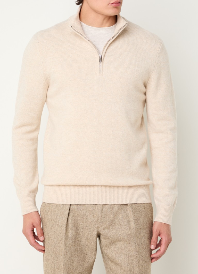 Profuomo Fine-knit sweater in wool blend with half zip