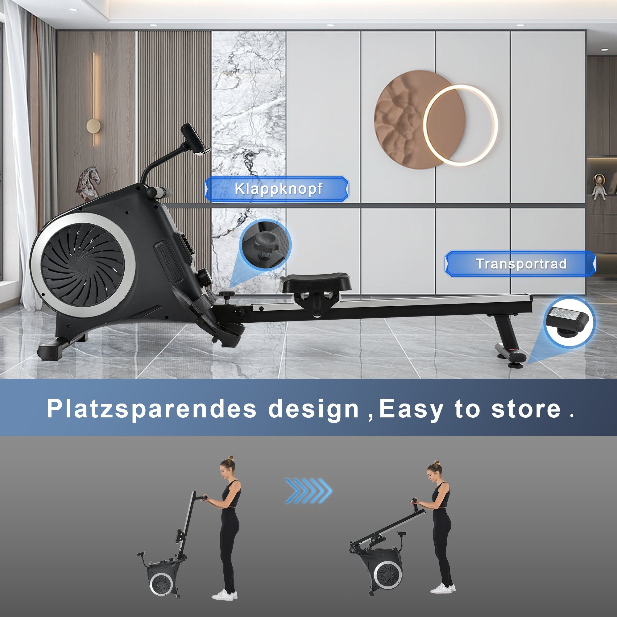 Mould King Rudergerät Luft+Magnetisches Rudergerät,LCD-Monitor,mit 8-stufig einstellbarem