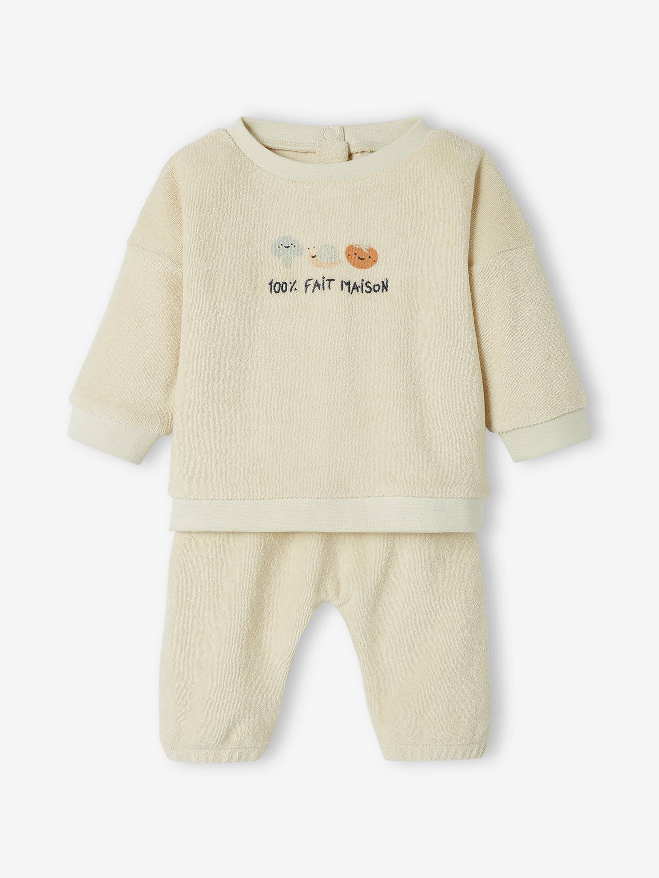 Ensemble en éponge bébé sweat et pantalon écru