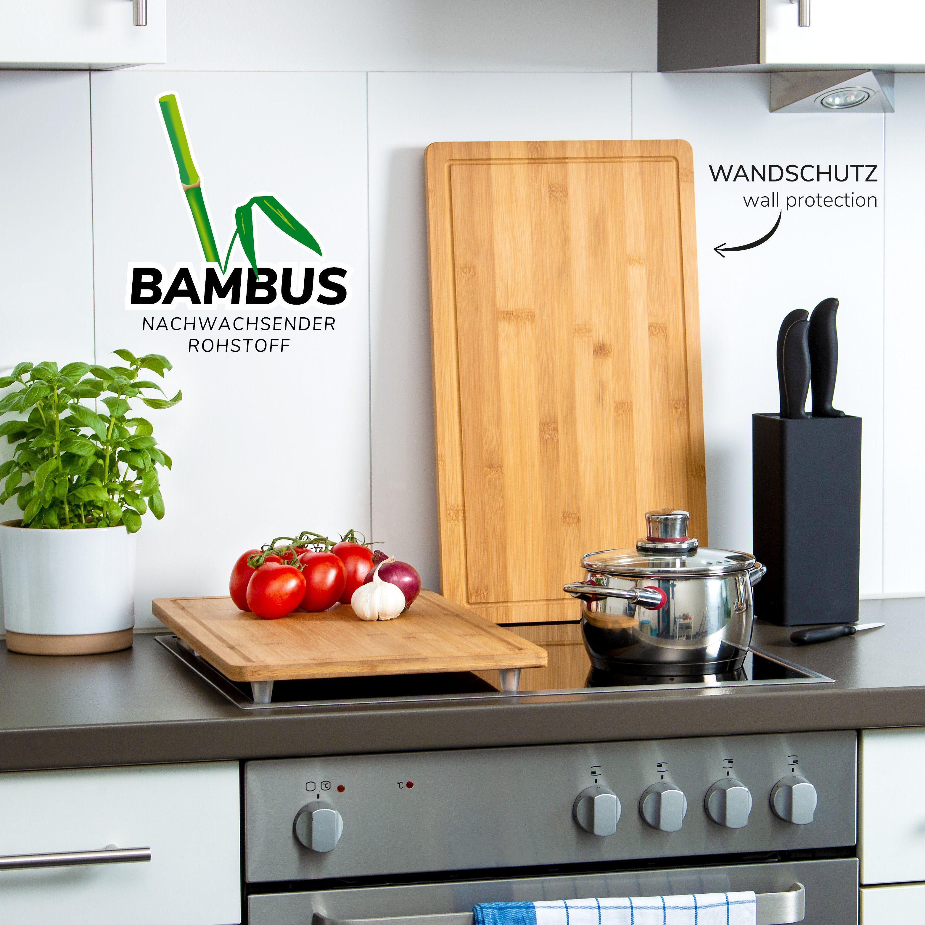 bremermann Herd-Abdeckplatte bremermann Herdabdeckplatte - 2er Set aus Bambus ca. 52 x 4 x 30 cm, Bambus, (Komplettset)