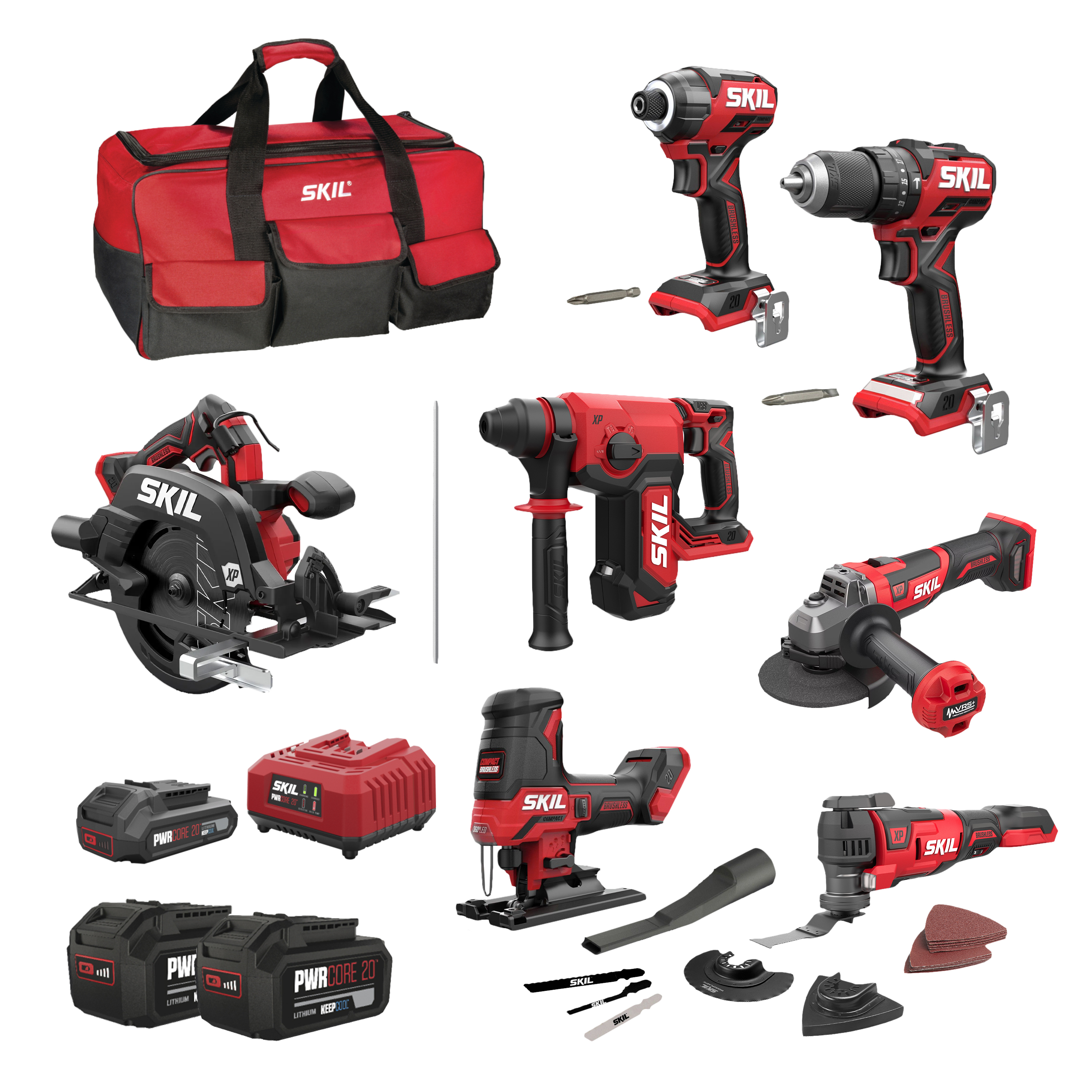 SKIL SkilTN7 Set di utensili professionali da 7 pezzi da 18 V con borsa portautensili 20 V