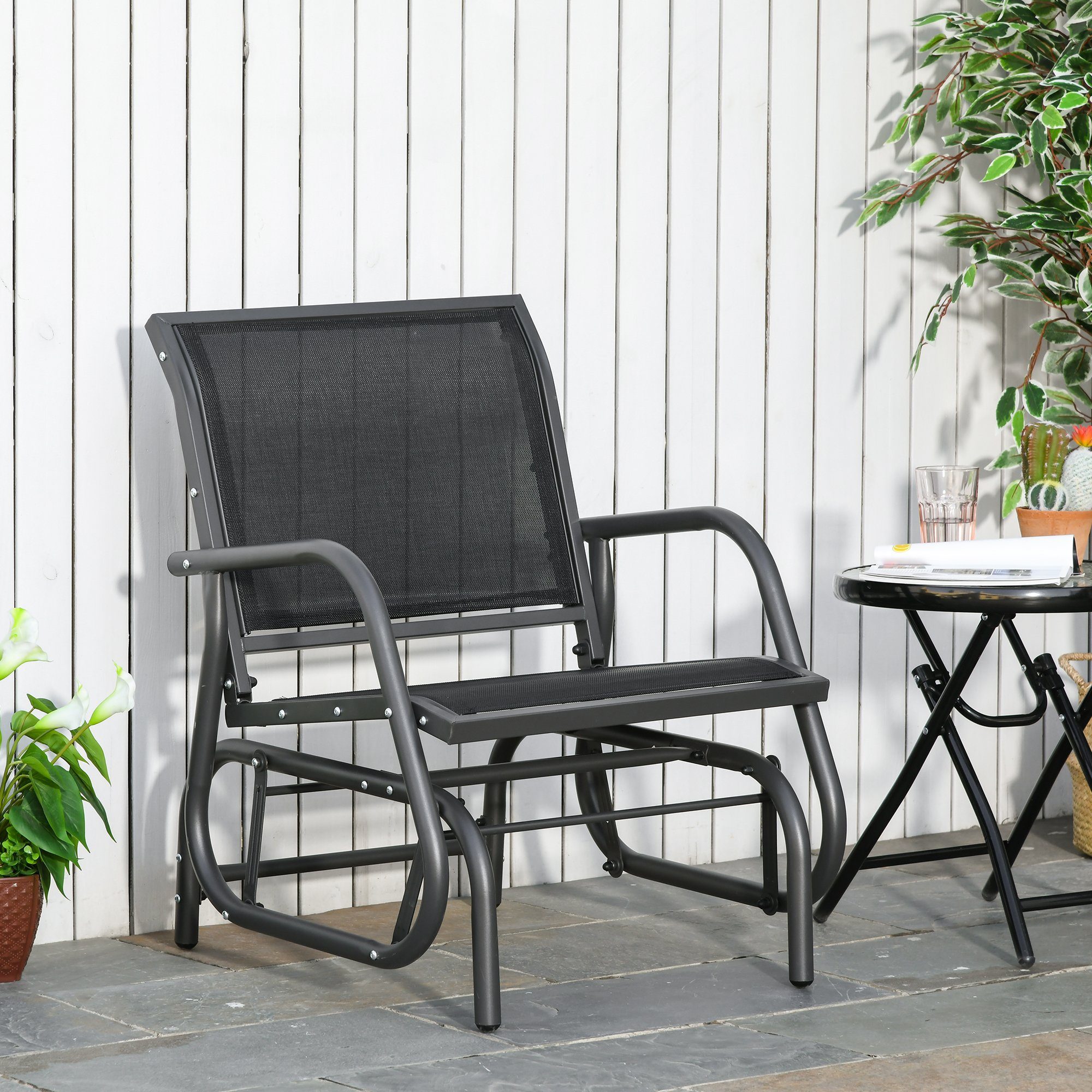 Outsunny Schaukelstuhl Gartenstuhl mit Gleitsystem