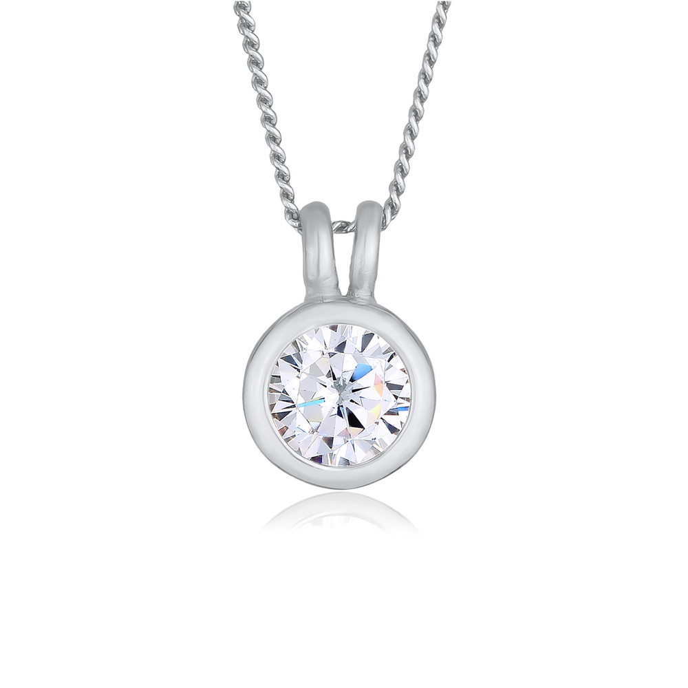 Elli Elli Collier Femmes Pendentif Solitaire Rond Classique avec Cristal de Zirconium  collier