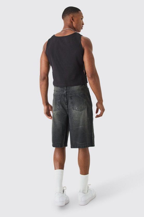 Geripptes Muscle-Fit Tanktop mit Seitenstreifen