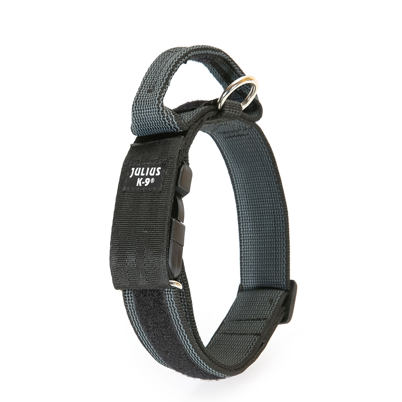 JULIUS-K9 Hundehalsbänder JULIUS-K9 Halsband mit Griff 40mm schwarz/ grau