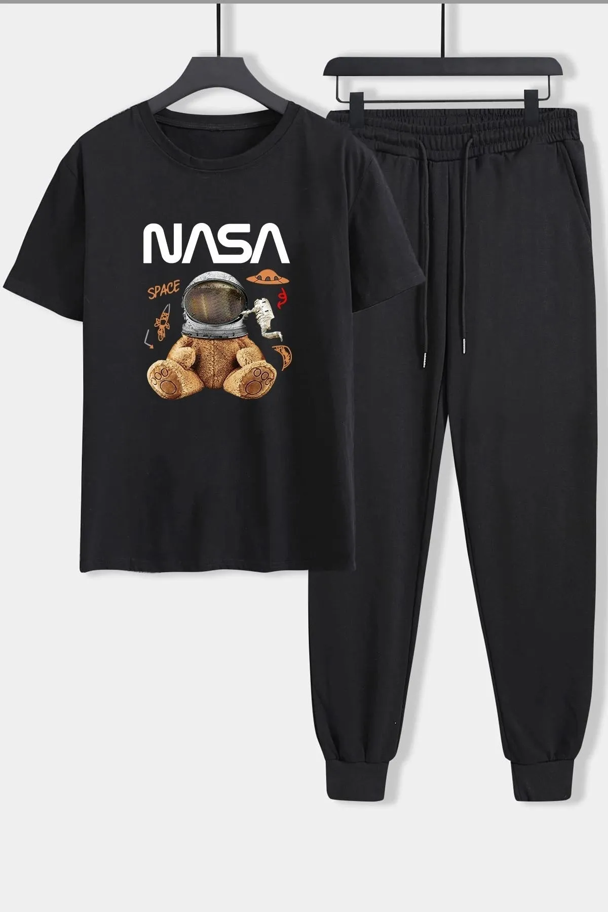 uyguntarz  Unisex-Nasabear-bedrucktes 2-teiliges Trainingsanzug-Set
