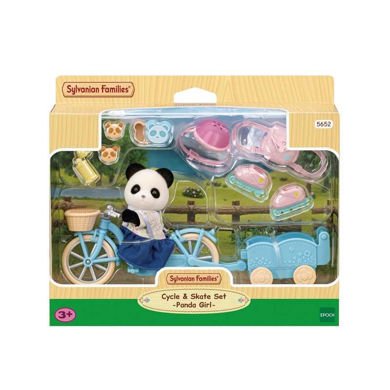 5652 La fille panda son vélo et sa remorque Sylvanian