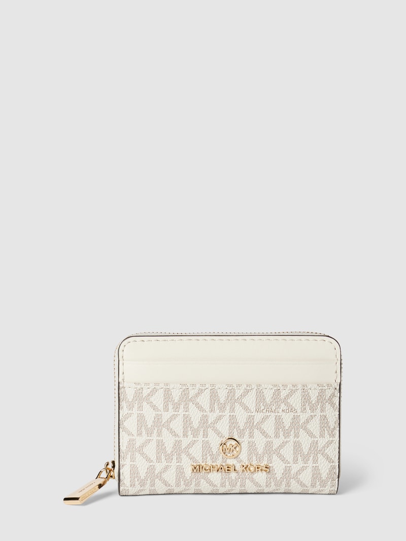Portemonnaie mit Label-Applikation Modell 'JET SET CHARM' in ecru