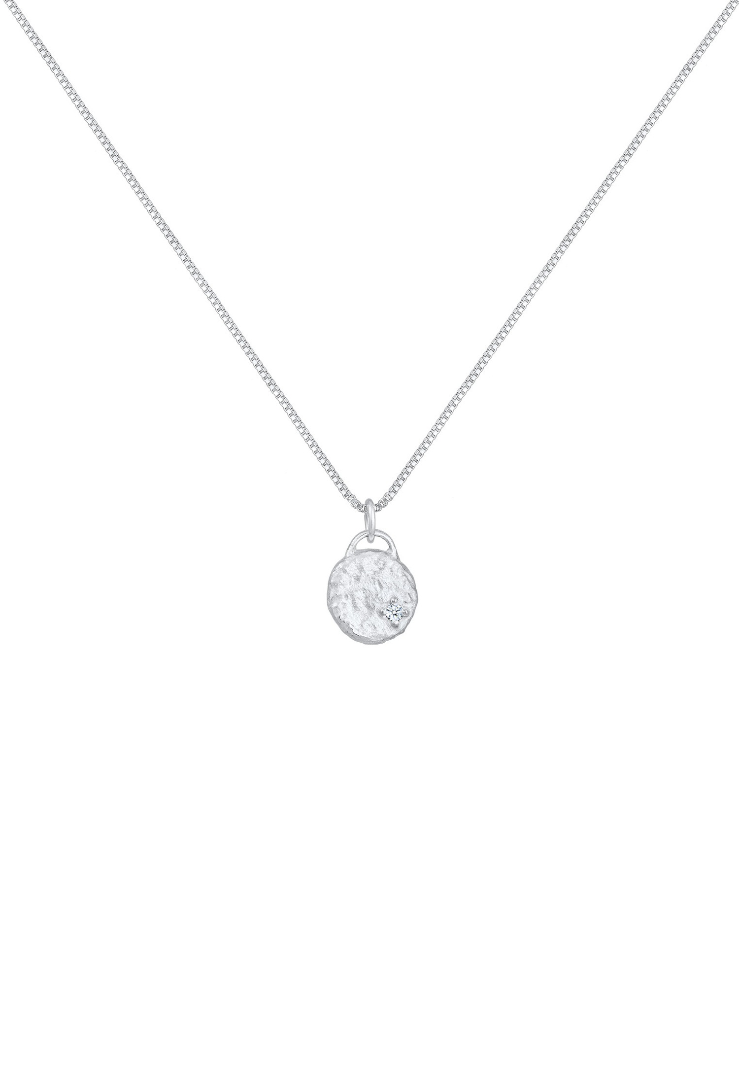 Elli DIAMONDS Women's Vintage Plaque Pendant with Diamond (0.03 ct) in 925 Sterling Silver