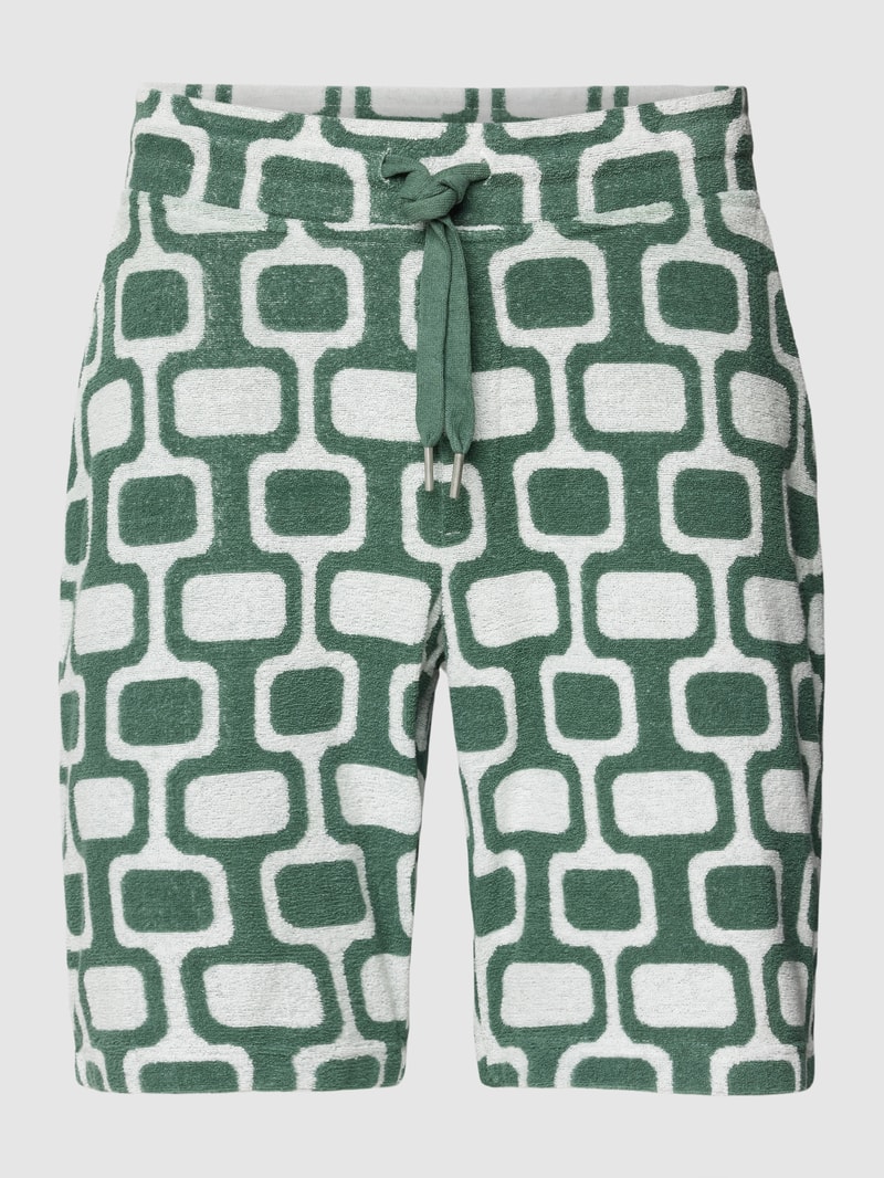 Shorts aus Frottee in olivgrün
