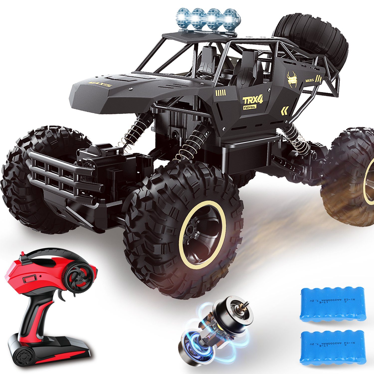 Ulife RC-Auto 4DRC, 1:12, 2,4 GHz, 40 km/h, 100 m Kontrollabstand, Metallgehäuse wasserfest, 4WD Doppelmotoren, mit 2 Batterien