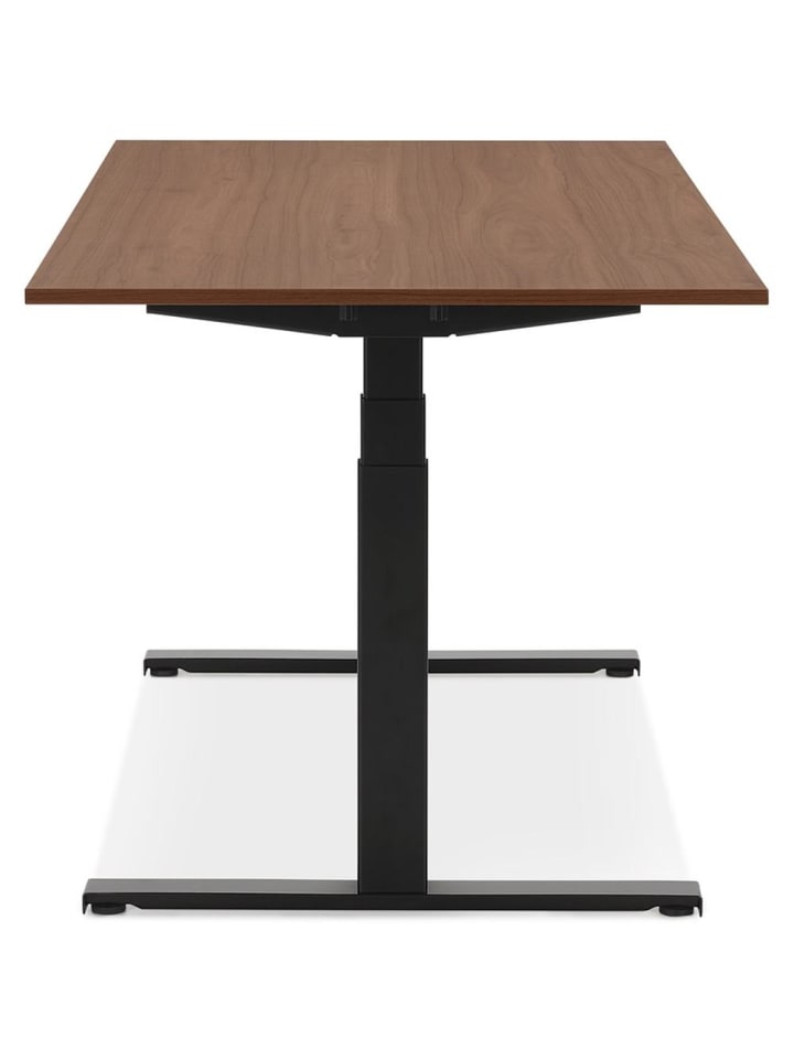 KADIMA DESIGN Schreibtisch 140x70 cm elektrisch höhenverstellbar in Braun-Schwarz günstig kaufen